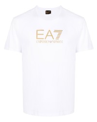 T-shirt à col rond imprimé blanc Ea7 Emporio Armani