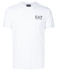 T-shirt à col rond imprimé blanc Ea7 Emporio Armani