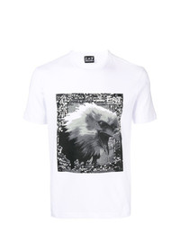 T-shirt à col rond imprimé blanc Ea7 Emporio Armani