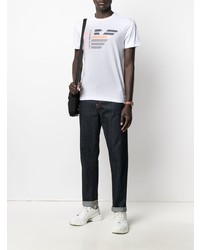 T-shirt à col rond imprimé blanc Ea7 Emporio Armani