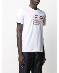 T-shirt à col rond imprimé blanc Ea7 Emporio Armani