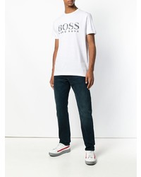 T-shirt à col rond imprimé blanc BOSS HUGO BOSS