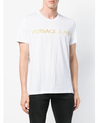 T-shirt à col rond imprimé blanc Versace Jeans