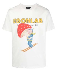 T-shirt à col rond imprimé blanc EGONlab