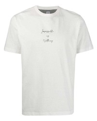 T-shirt à col rond imprimé blanc Eleventy