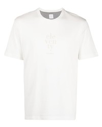 T-shirt à col rond imprimé blanc Eleventy