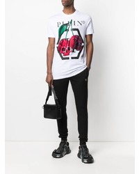 T-shirt à col rond imprimé blanc Philipp Plein