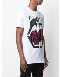 T-shirt à col rond imprimé blanc Philipp Plein