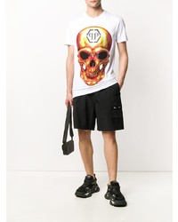 T-shirt à col rond imprimé blanc Philipp Plein