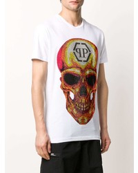 T-shirt à col rond imprimé blanc Philipp Plein