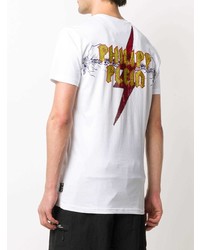 T-shirt à col rond imprimé blanc Philipp Plein