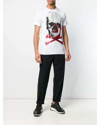 T-shirt à col rond imprimé blanc Philipp Plein