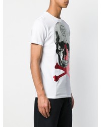 T-shirt à col rond imprimé blanc Philipp Plein