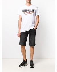 T-shirt à col rond imprimé blanc Philipp Plein