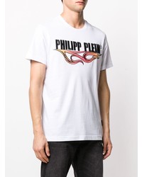 T-shirt à col rond imprimé blanc Philipp Plein