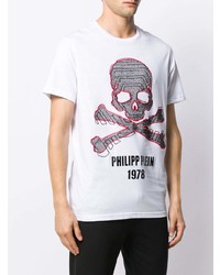 T-shirt à col rond imprimé blanc Philipp Plein