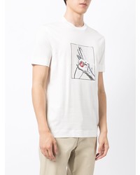 T-shirt à col rond imprimé blanc Emporio Armani