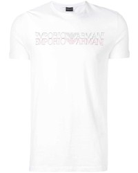 T-shirt à col rond imprimé blanc Emporio Armani