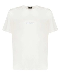 T-shirt à col rond imprimé blanc Emporio Armani