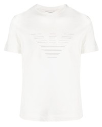 T-shirt à col rond imprimé blanc Emporio Armani