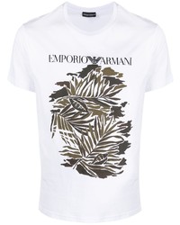 T-shirt à col rond imprimé blanc Emporio Armani