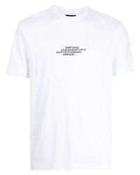 T-shirt à col rond imprimé blanc Emporio Armani