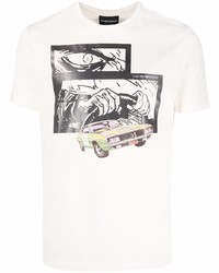 T-shirt à col rond imprimé blanc Emporio Armani