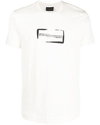 T-shirt à col rond imprimé blanc Emporio Armani
