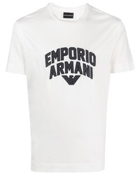 T-shirt à col rond imprimé blanc Emporio Armani