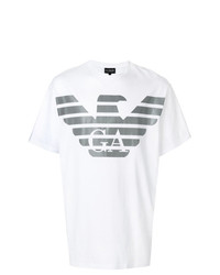 T-shirt à col rond imprimé blanc Emporio Armani