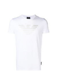 T-shirt à col rond imprimé blanc Emporio Armani