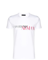 T-shirt à col rond imprimé blanc Emporio Armani