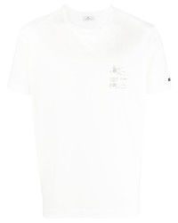 T-shirt à col rond imprimé blanc Etro