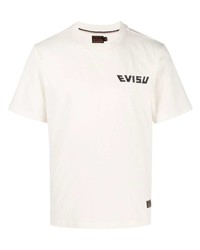 T-shirt à col rond imprimé blanc Evisu