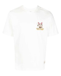 T-shirt à col rond imprimé blanc Evisu