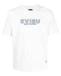 T-shirt à col rond imprimé blanc Evisu