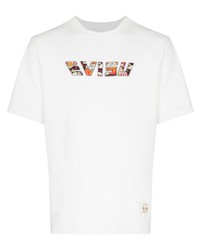 T-shirt à col rond imprimé blanc Evisu