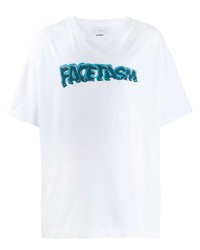 T-shirt à col rond imprimé blanc Facetasm