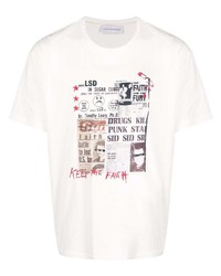 T-shirt à col rond imprimé blanc Faith Connexion
