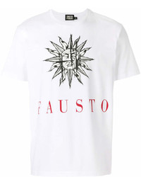 T-shirt à col rond imprimé blanc Fausto Puglisi