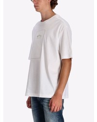 T-shirt à col rond imprimé blanc BOSS