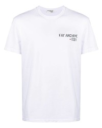 T-shirt à col rond imprimé blanc Fay