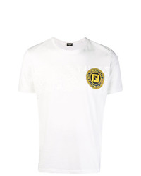 T-shirt à col rond imprimé blanc Fendi