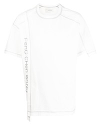 T-shirt à col rond imprimé blanc Feng Chen Wang