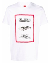 T-shirt à col rond imprimé blanc Ferrari