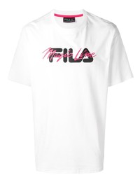 T-shirt à col rond imprimé blanc Fila