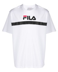 T-shirt à col rond imprimé blanc Fila