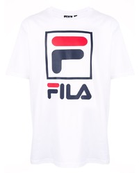 T-shirt à col rond imprimé blanc Fila