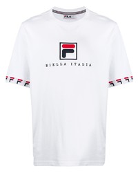 T-shirt à col rond imprimé blanc Fila