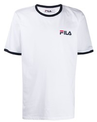 T-shirt à col rond imprimé blanc Fila